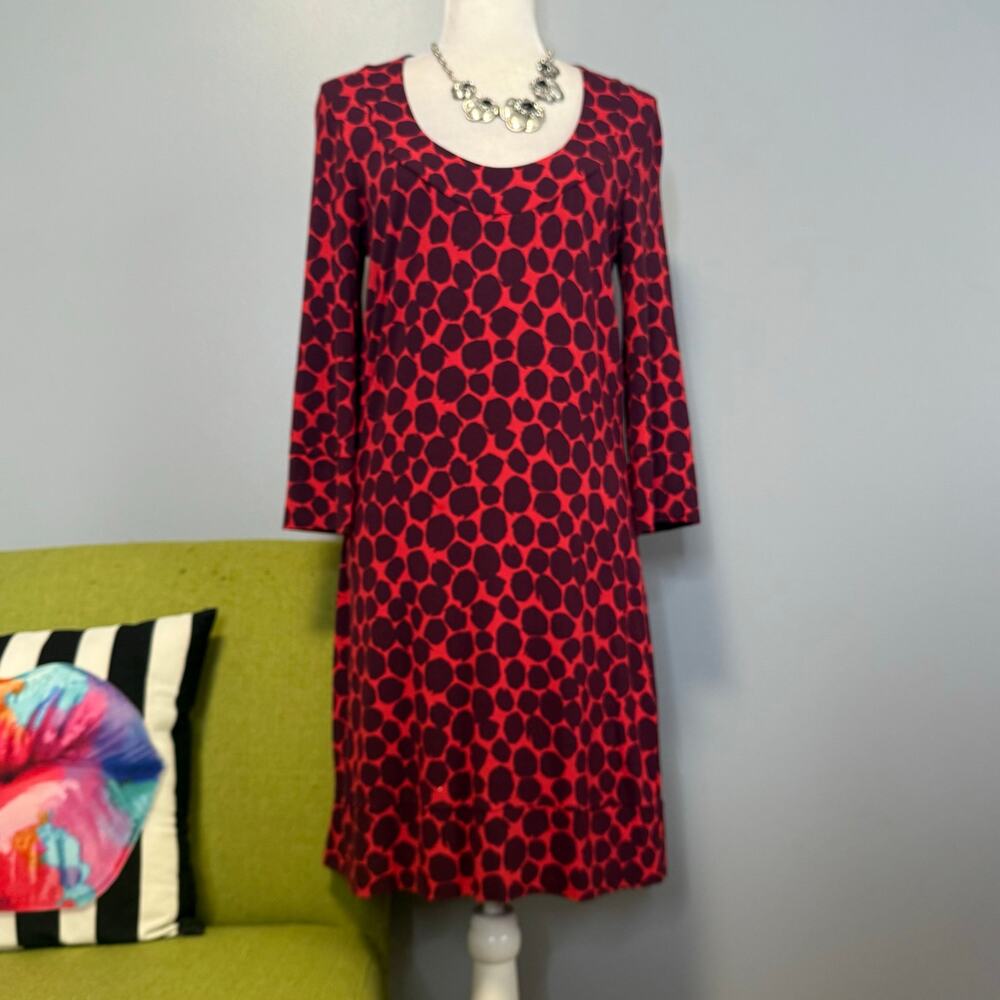 Boden Red Dot Three Quarter Sleeve Tunic Shift Dress 10